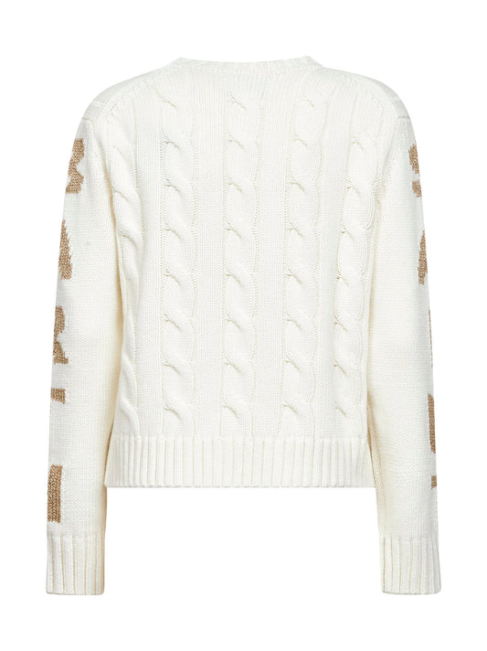 Maglione Malmo avorio con lettering lurex