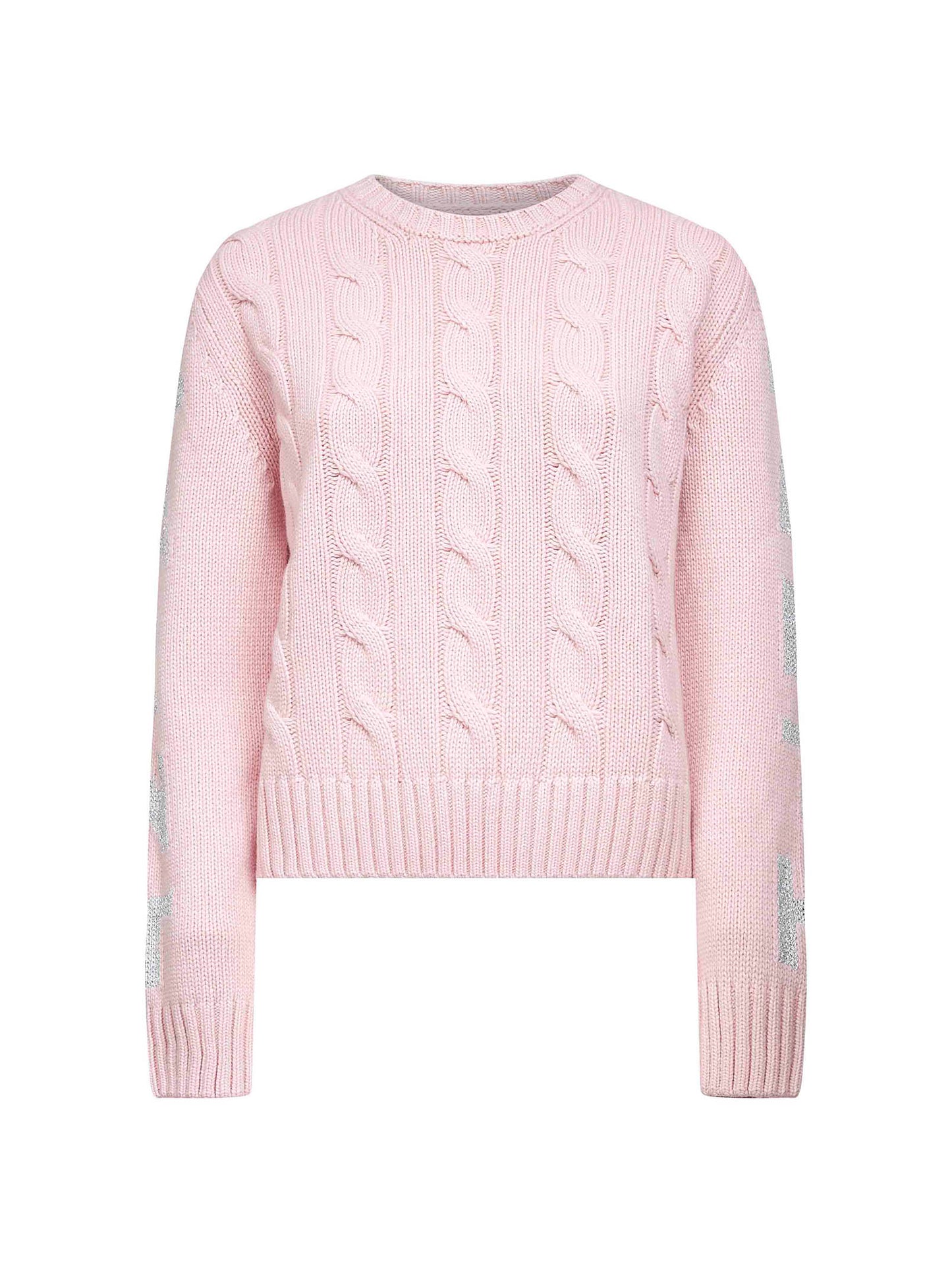 Maglione Malmo rosa con lettering lurex