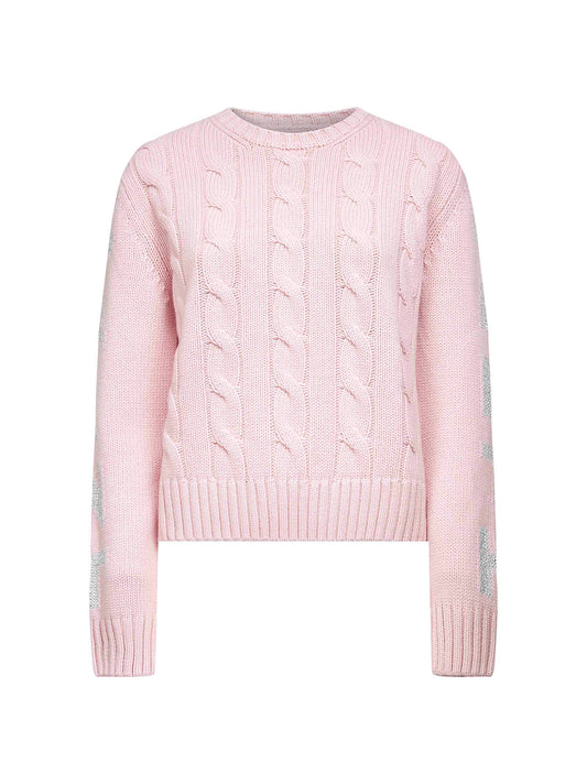 Maglione Malmo rosa con lettering lurex