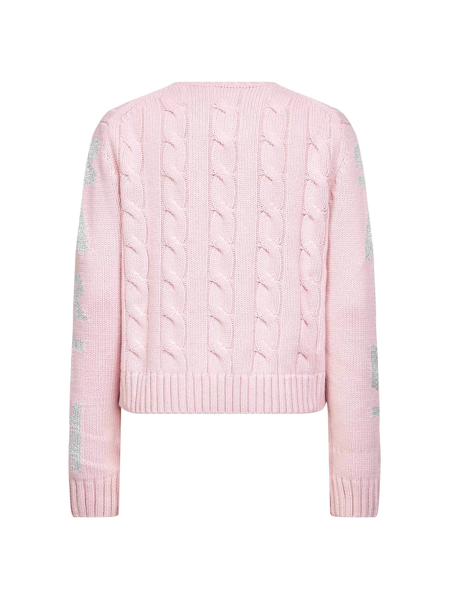 Maglione Malmo rosa con lettering lurex