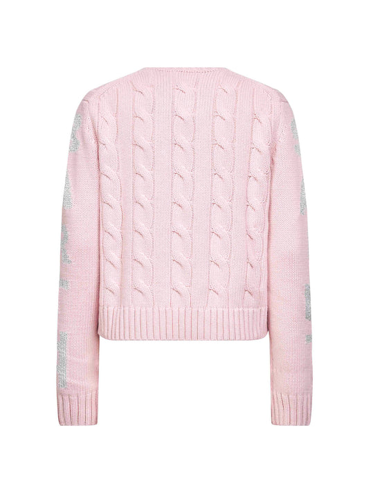 Maglione Malmo rosa con lettering lurex