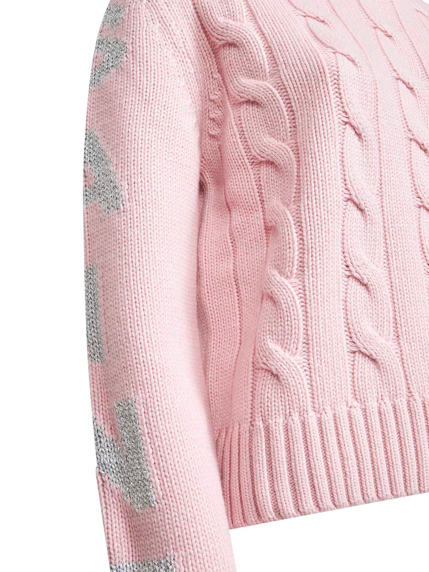Maglione Malmo rosa con lettering lurex