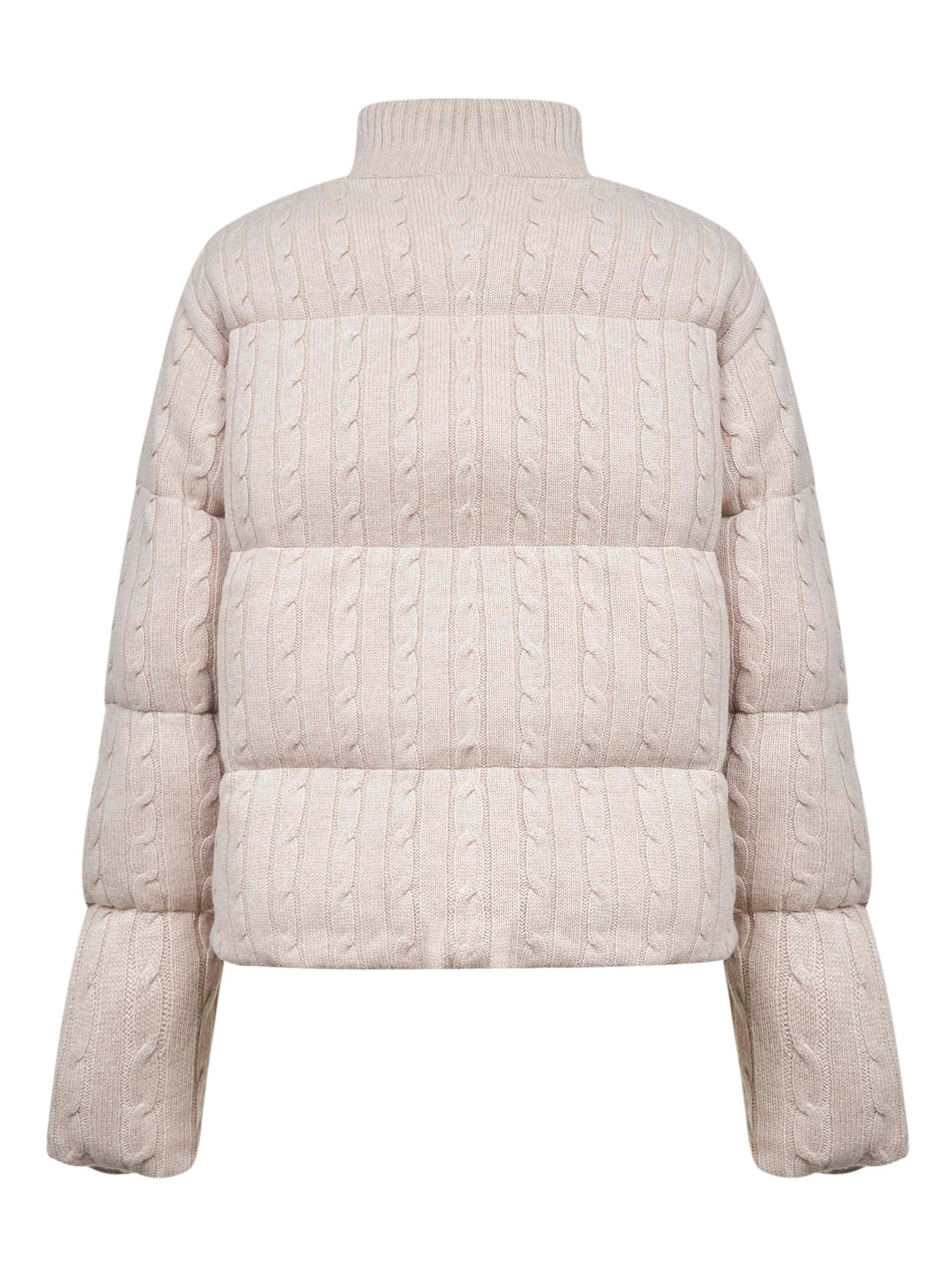 Piumino Mya in maglia di lana a trecce beige