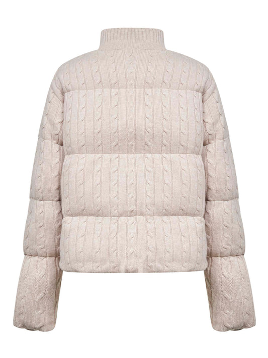 Beige cable-knit wool Mya down jacket