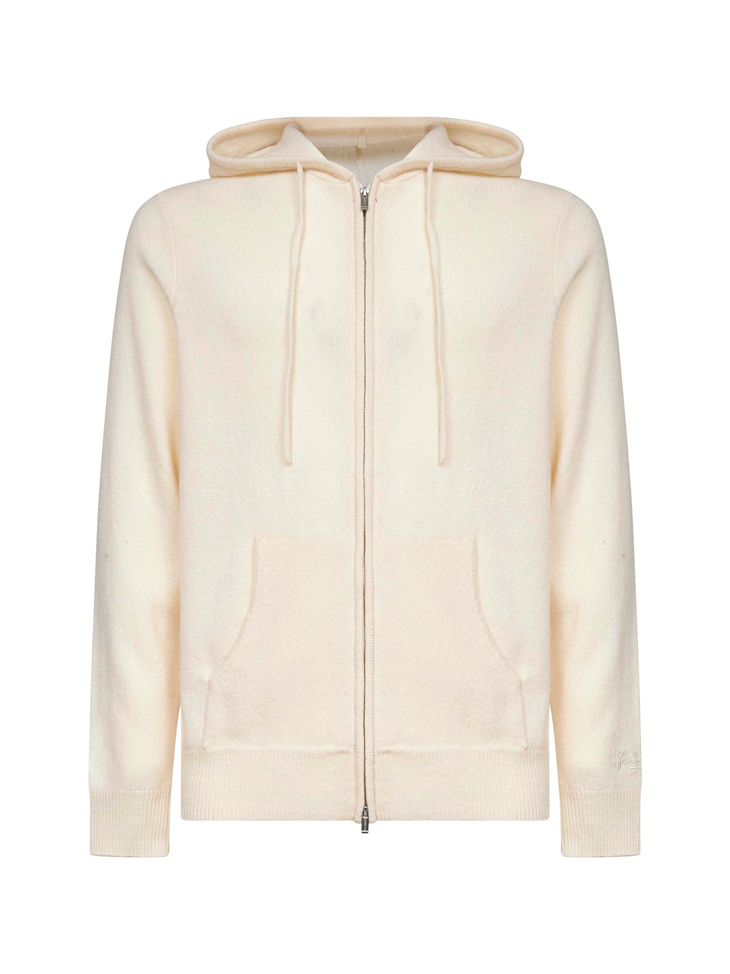Felpa con zip e cappuccio Notting in lambswool avorio