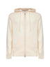 Felpa con zip e cappuccio Notting in lambswool avorio