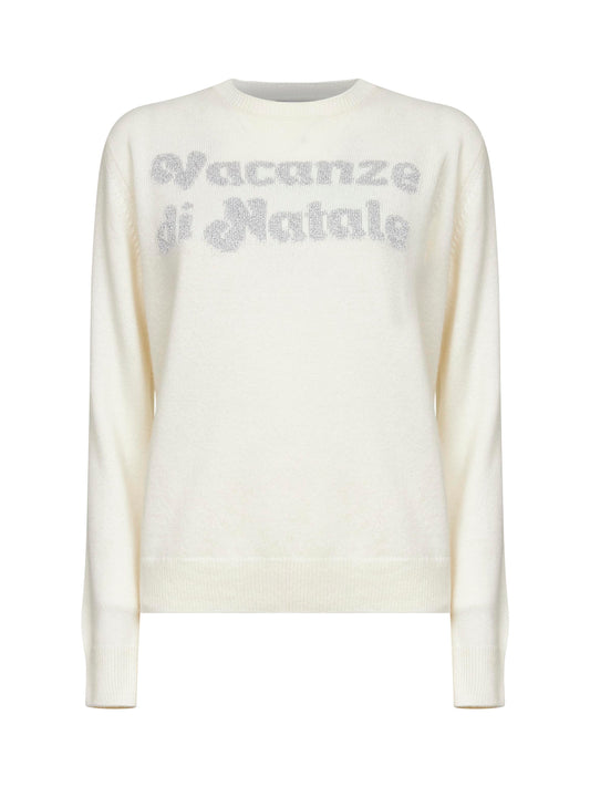 Maglione New Queen in misto lana jacquard bianca