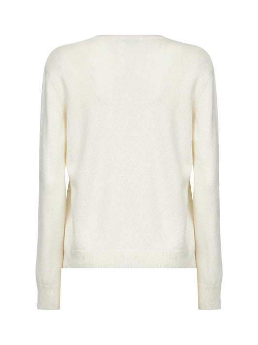 Maglione New Queen in misto lana jacquard bianca