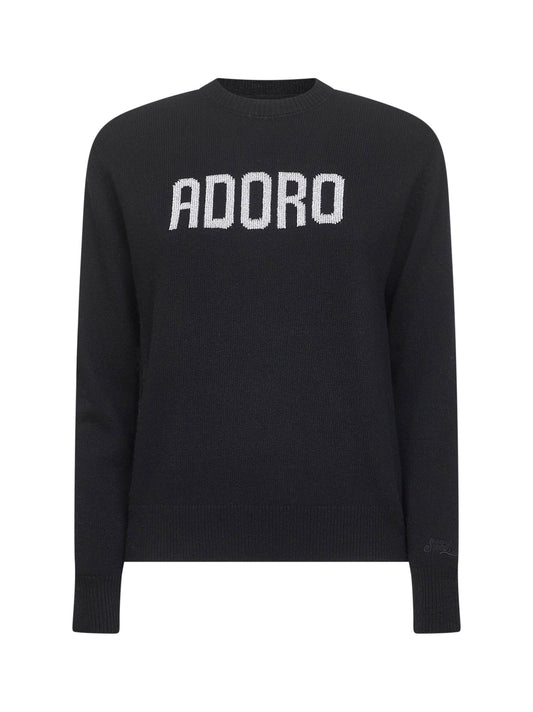 Maglione New Queen in misto lana jacquard nera