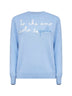 Maglione New Queen in misto lana ricamata azzurra