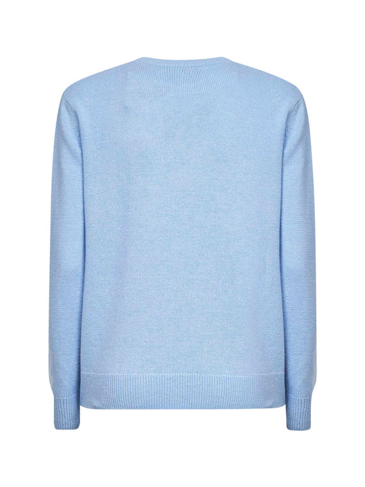 Light blue embroidered wool blend New Queen sweater