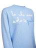 Maglione New Queen in misto lana ricamata azzurra