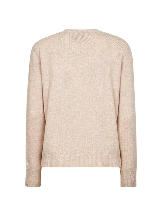 Maglione New Queen in misto lana jacquard beige