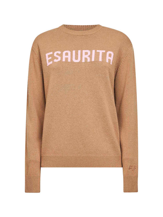Maglione New Queen in misto lana jacquard marrone