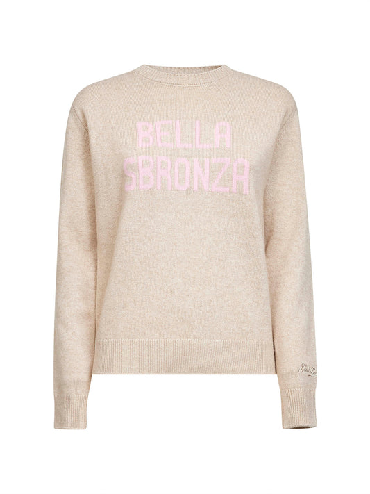 Maglione New Queen in misto lana jacquard beige