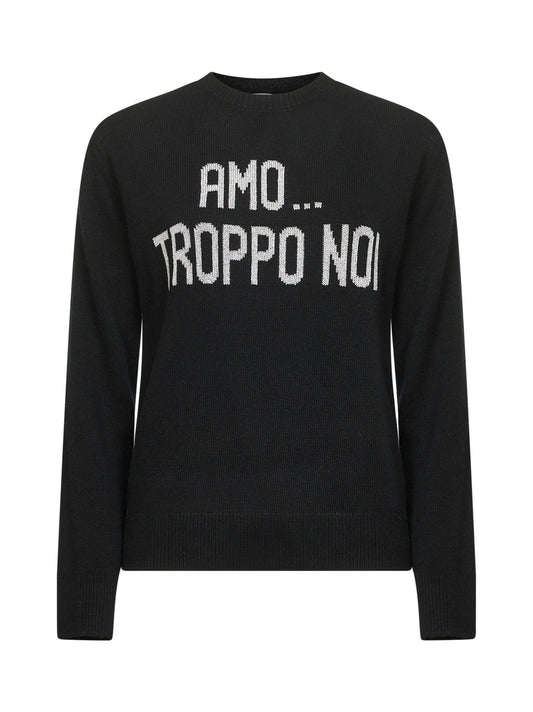 Black jacquard wool blend New Queen sweater