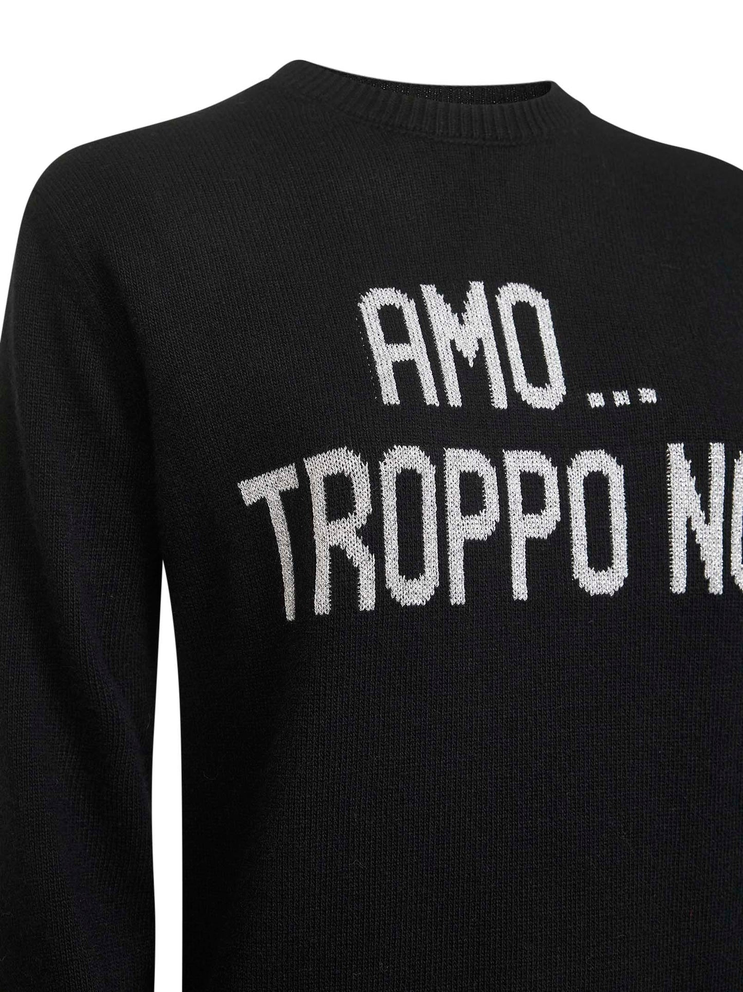 Maglione New Queen in misto lana jacquard nera
