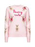 Maglione New Queen ricamato in misto lana rosa