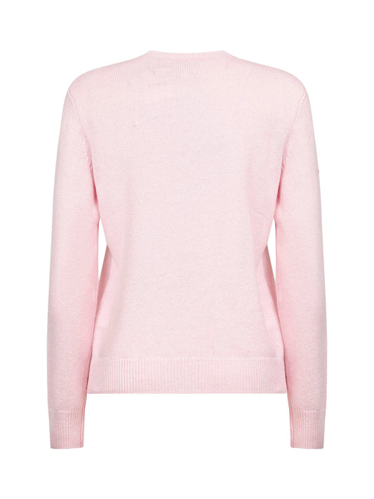 Maglione New Queen ricamato in misto lana rosa