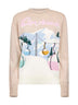 Maglione New Queen beige con cartolina jacquard