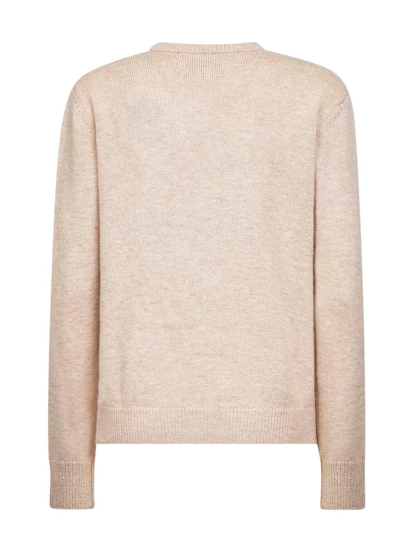 Maglione New Queen beige con cartolina jacquard