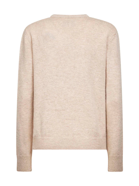 Maglione New Queen beige con cartolina jacquard