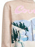 Maglione New Queen beige con cartolina jacquard