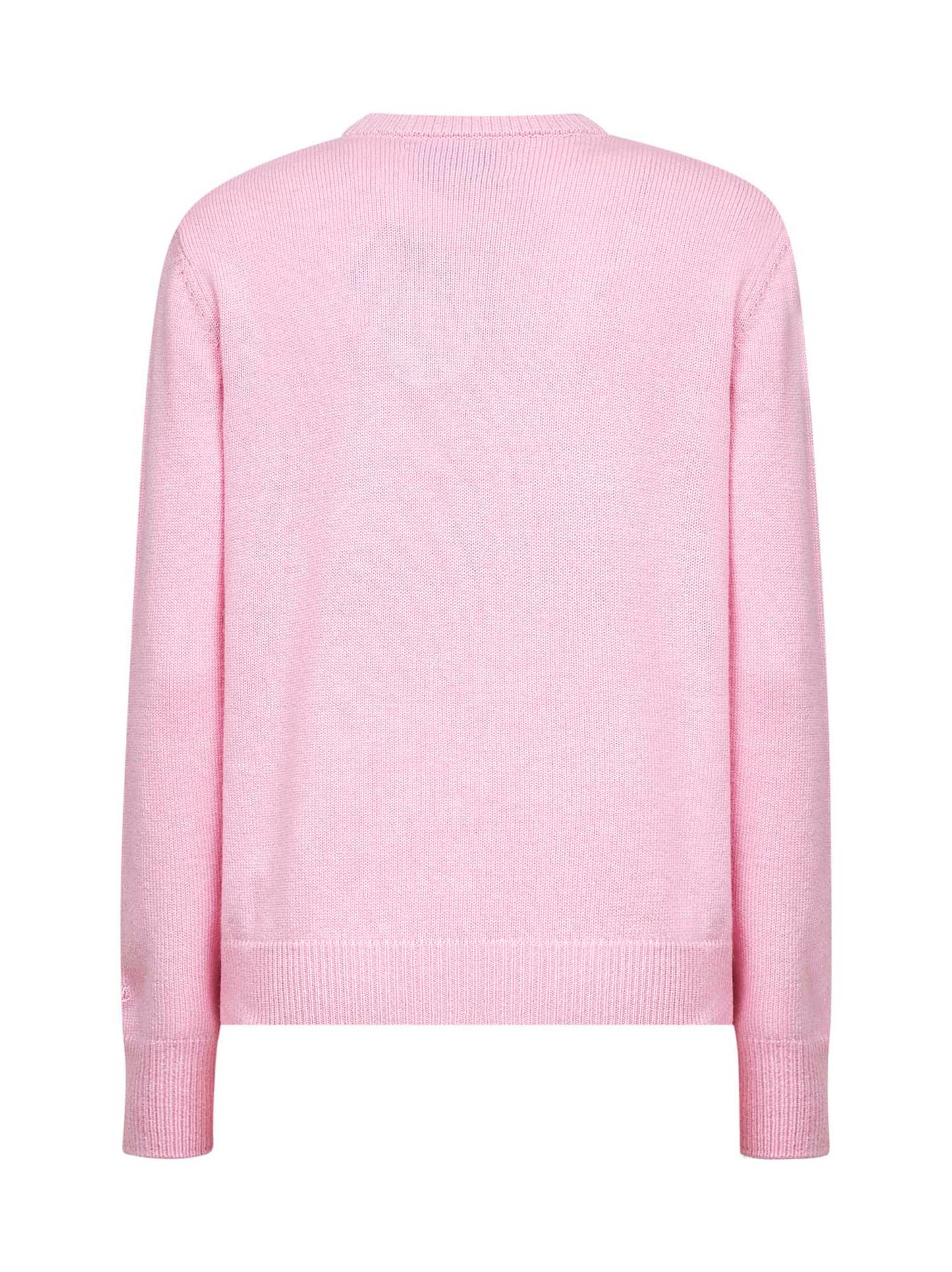 Maglione New Queen rosa con cartolina jacquard