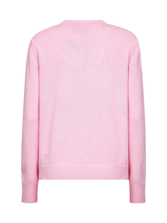 Maglione New Queen rosa con cartolina jacquard