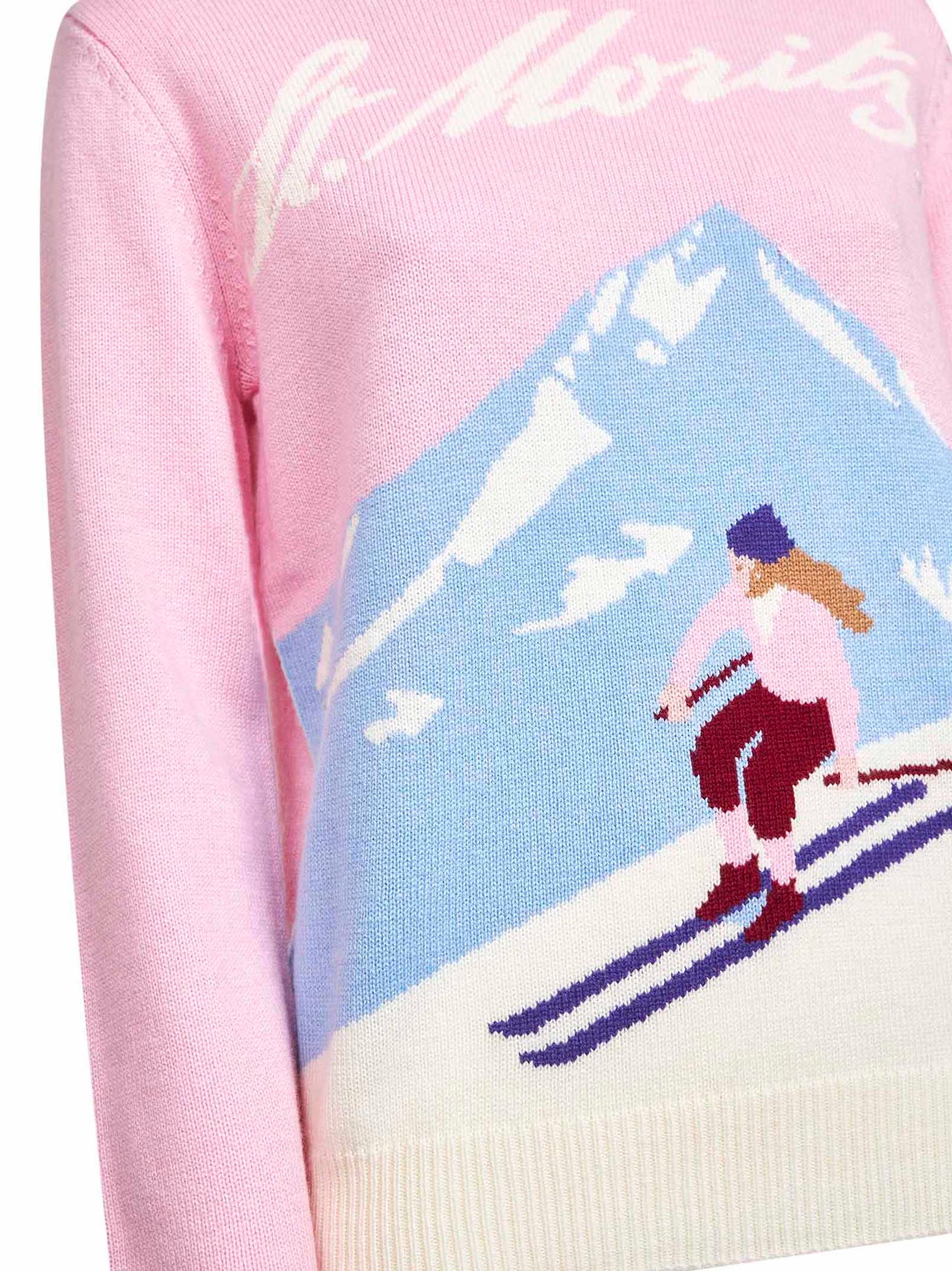 Maglione New Queen rosa con cartolina jacquard