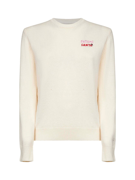 Maglione New Queen avorio con ricamo