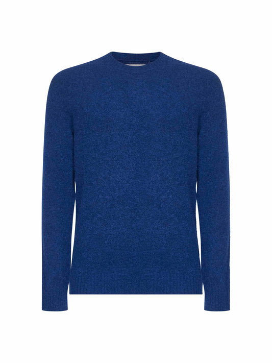 Blue stretch alpaca knit Regent sweater<BR/>