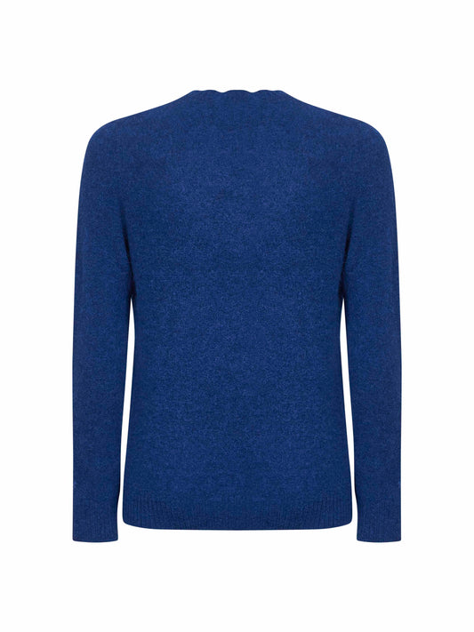 Blue stretch alpaca knit Regent sweater<BR/>