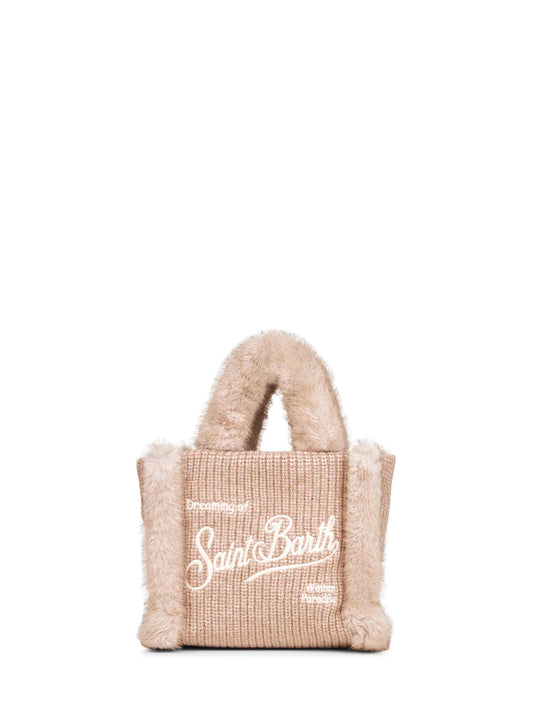Beige Vanity Mini Shearling Rib handbag