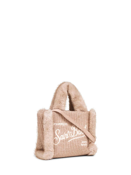 Beige Vanity Mini Shearling Rib handbag