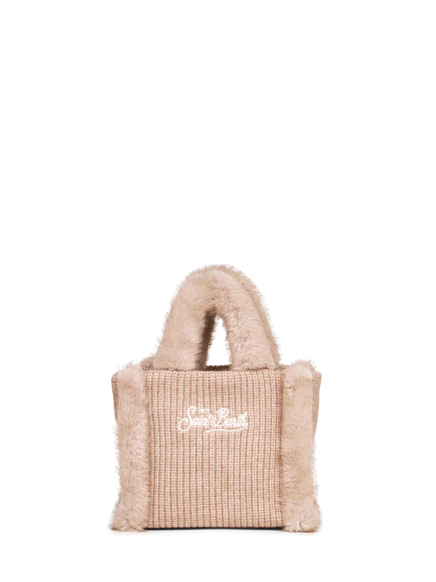 Beige Vanity Mini Shearling Rib handbag