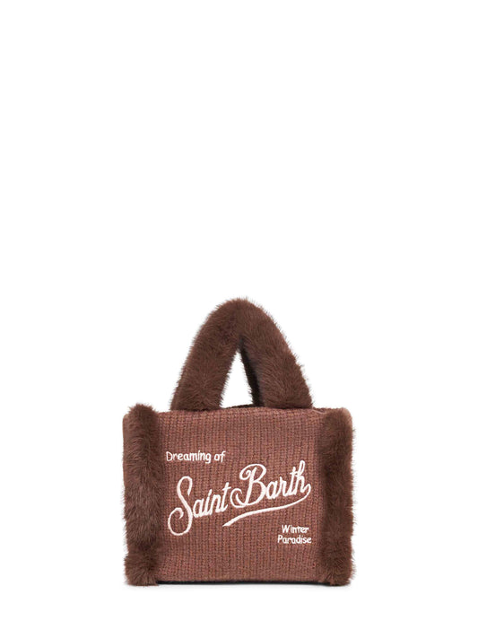Brown Vanity Mini Shearling Rib handbag<BR/>
