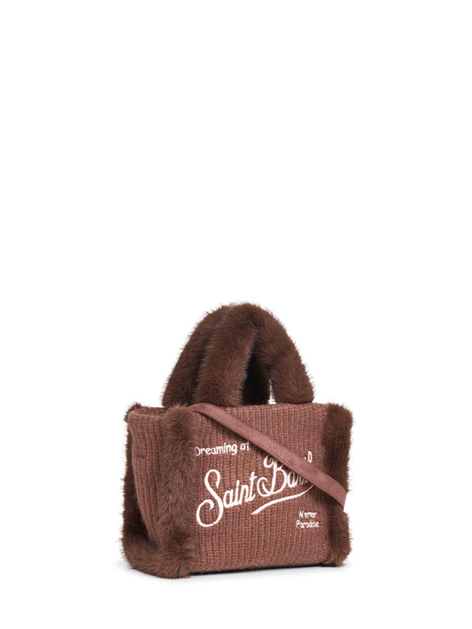 Brown Vanity Mini Shearling Rib handbag<BR/>