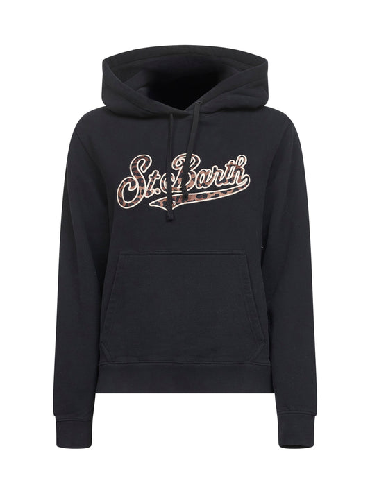 Felpa con cappuccio Virginia blu con lettering logo