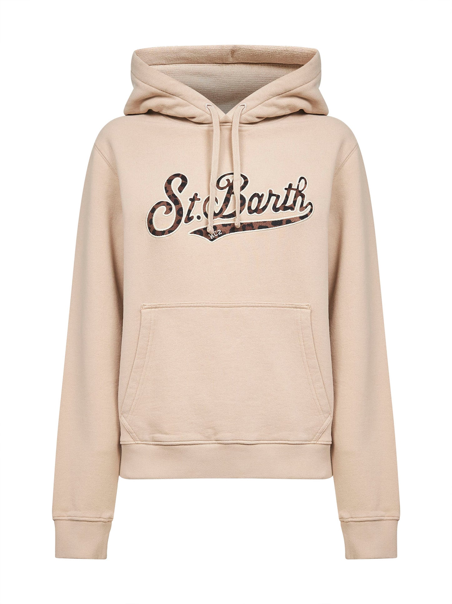 Felpa con cappuccio Virginia beige con lettering logo