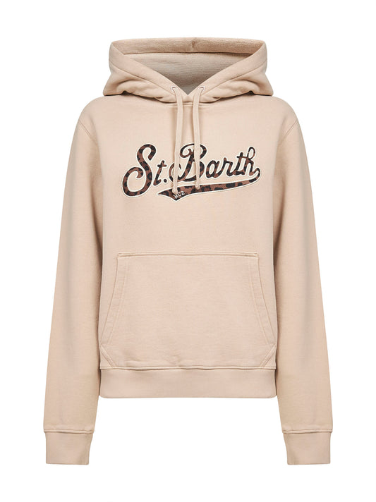 Beige logo lettering Virginia hoodie