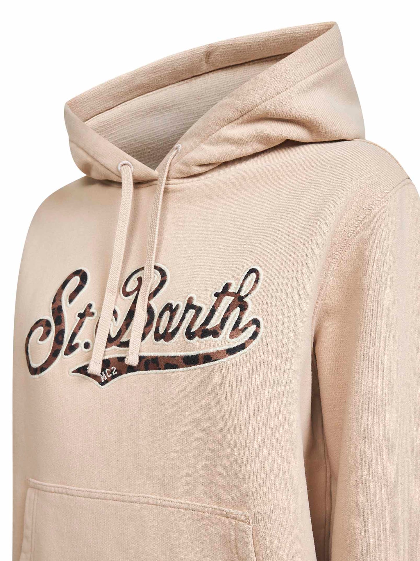 Felpa con cappuccio Virginia beige con lettering logo