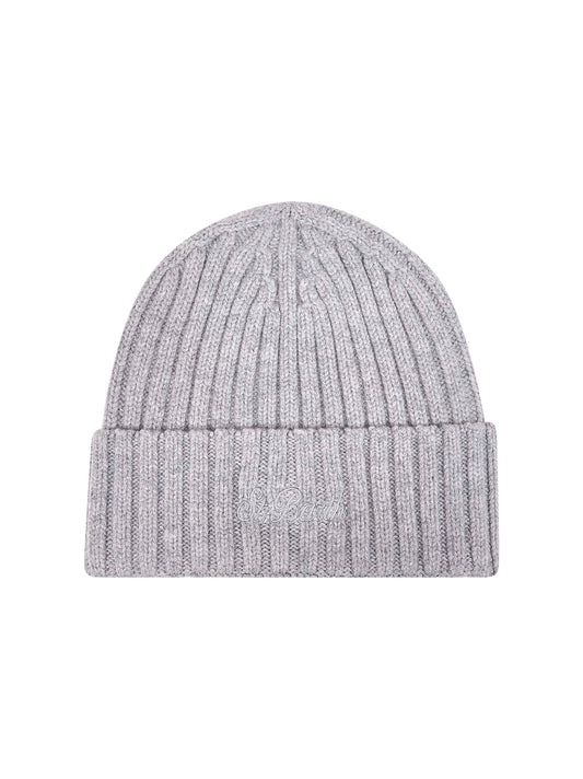 Grey ribbed wool Wengen beanie