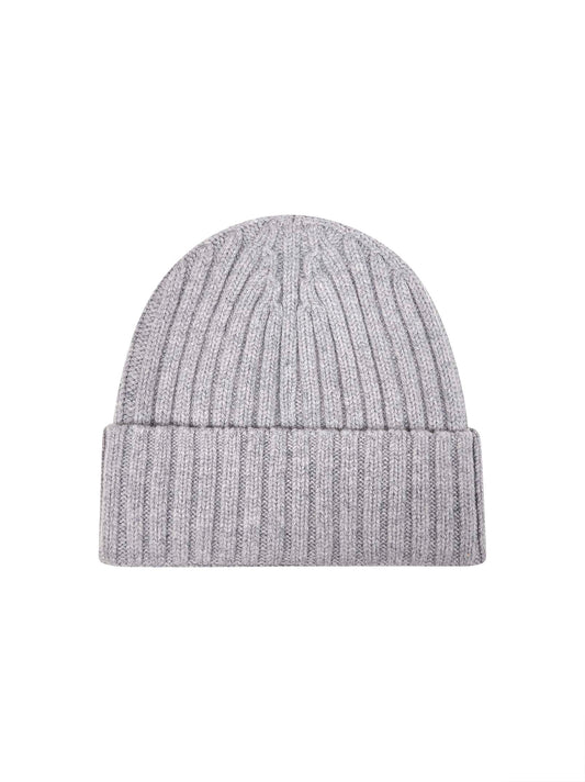 Grey ribbed wool Wengen beanie