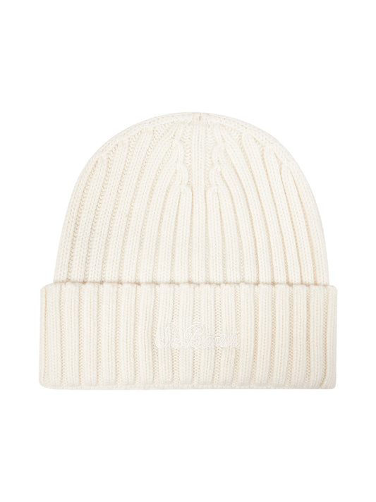 Off-white ribbed wool Wengen beanie