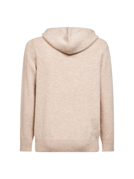 Beige wool blend knit Wood hoodie