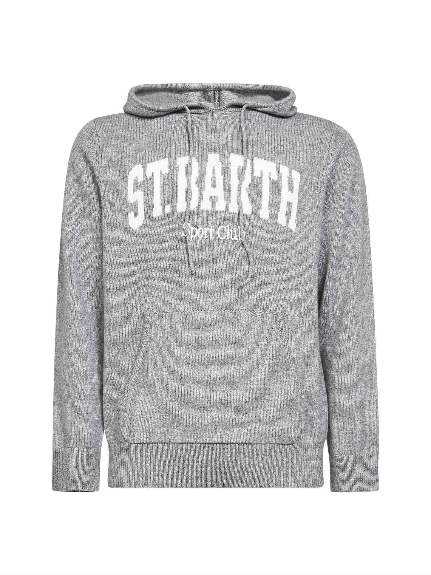 Felpa con cappuccio Wood in maglia di misto lana grigia