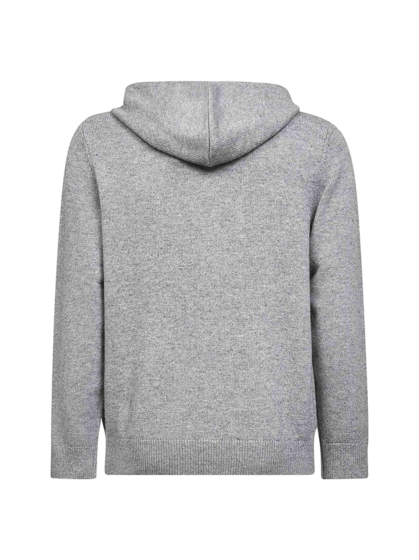 Felpa con cappuccio Wood in maglia di misto lana grigia