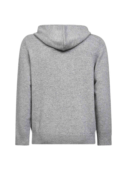 Felpa con cappuccio Wood in maglia di misto lana grigia