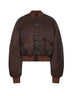 Brown cotton and viscose blend bomber jacket